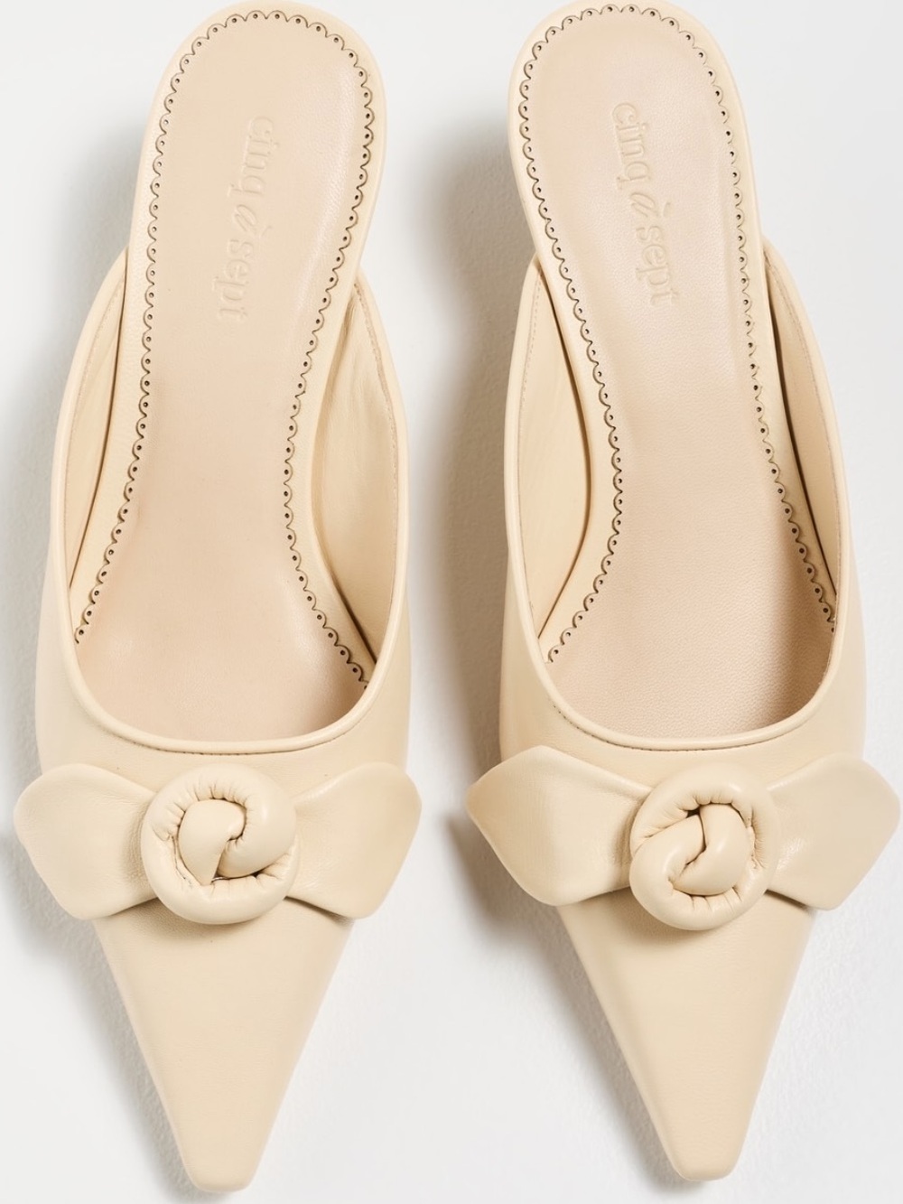 NEW Cinq à Sept Layla Knotted Rose Mule in Ivory - Picture 8 of 13